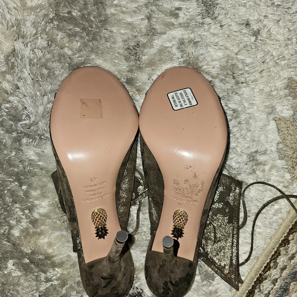 AQUAZZURA FIRENZE Gorgeous Gold/Brown Stiletto Heels 11/41 NWOB!! NEW